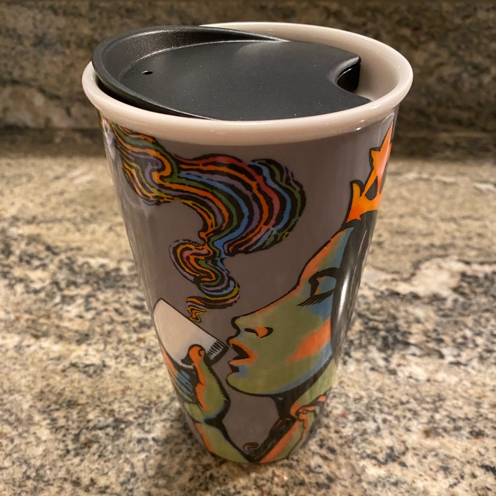 Starbucks 2016 25th Anniversary Siren Travelers 12 oz Ceramic Tumbler With Lid